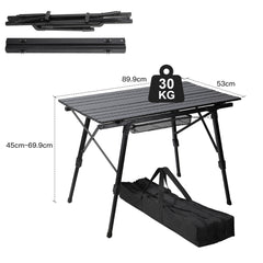 SWANEW Campingtisch Klapptisch Höhenverstellbar, Campingtisch Klappbar, Camping Tisch mit Aufrollbarer Tischplatte und Tragetasche, Aluminiumrahmen