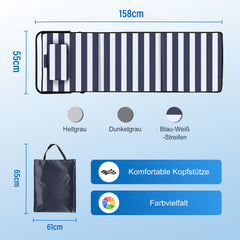 SWANEW Strandmatte, Strandliege Klappbar Beachmatte, 5-stufig Verstellbar Rückenlehne