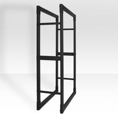 SWANEW Kaminholzregal innen metall Brennholzregal für innen außen, Kaminholzständer, Holzstapelhilfe, Schwarz