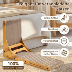 SWANEW Katzen Kratzbrett L förmig Kratzpappe Kratzmatte Eckkratzbrett, 62 cm Hohe Katzenkratzbrett mit Ballspielzeug