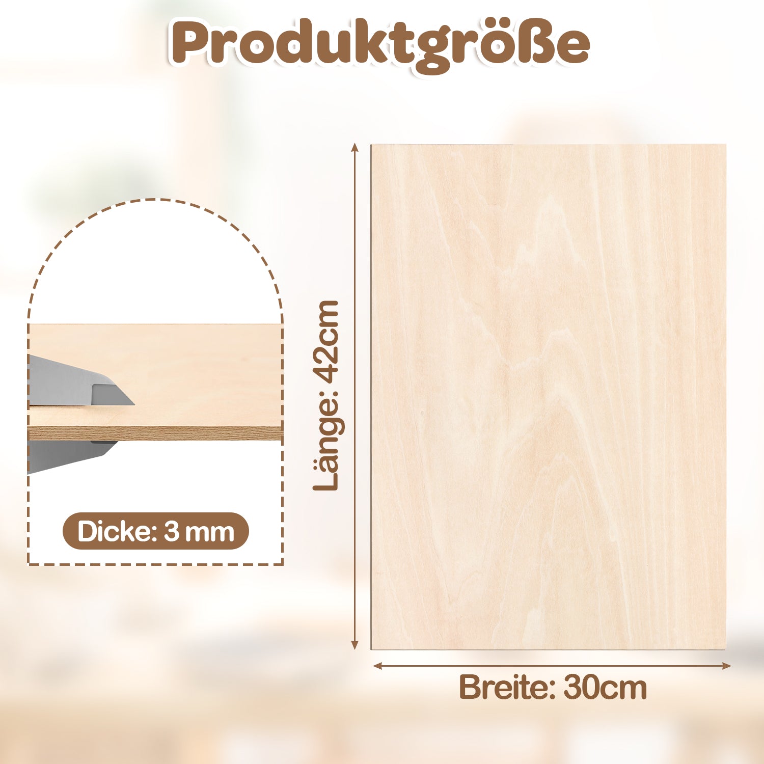 SWANEW Sperrholzplatte, Walnuss Sperrholz, A3/A4, 3mm, Linde holzplatte, Bastelhölzer Holz für Modellbau Laserschnit, Laser Gravur, Malerei DIY