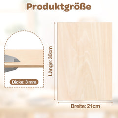 SWANEW Sperrholzplatte, Walnuss Sperrholz, A3/A4, 3mm, Linde holzplatte, Bastelhölzer Holz für Modellbau Laserschnit, Laser Gravur, Malerei DIY