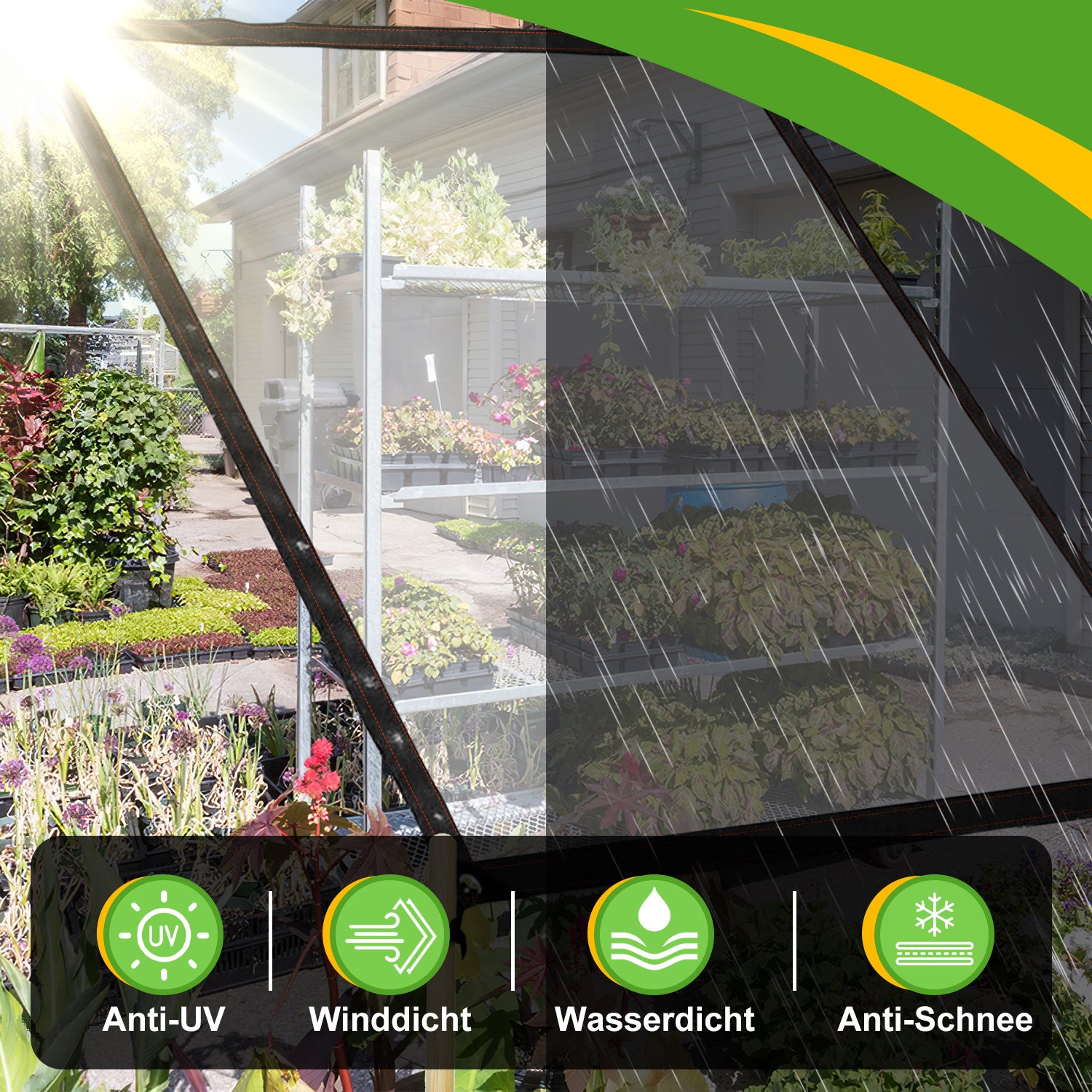 SWANEW Abdeckplane Wasserdicht, Transparente Plane mit ösen und Seil, Gartenplane, für Terrasse Gewächshaus