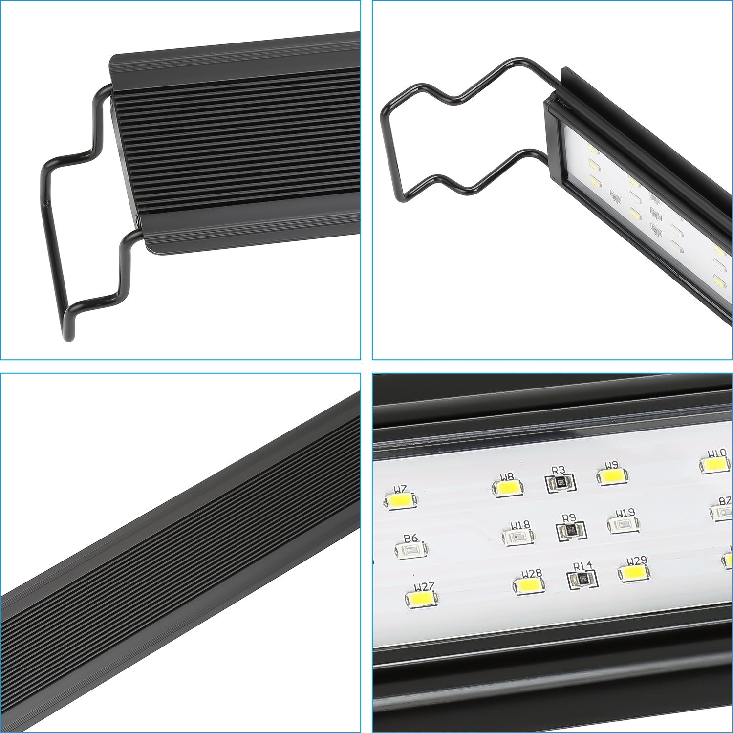 SWANEW Aquarium LED Beleuchtung RGB Spectrum, Aquarienbeleuchtung Dimmbare, Aquarium Lampe mit ausziehbarer Halterung, Aquariumleuchte