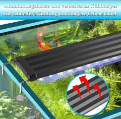 SWANEW Aquarium LED Beleuchtung, 10W Aquarium Lampe, einstellbare Helligkeit Aquariumbeleuchtung Weiß Blau Licht, für Süßwasser-Aquarien