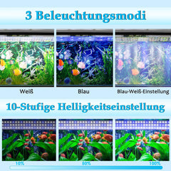 SWANEW Aquarium LED Beleuchtung, 10W Aquarium Lampe, einstellbare Helligkeit Aquariumbeleuchtung Weiß Blau Licht, für Süßwasser-Aquarien