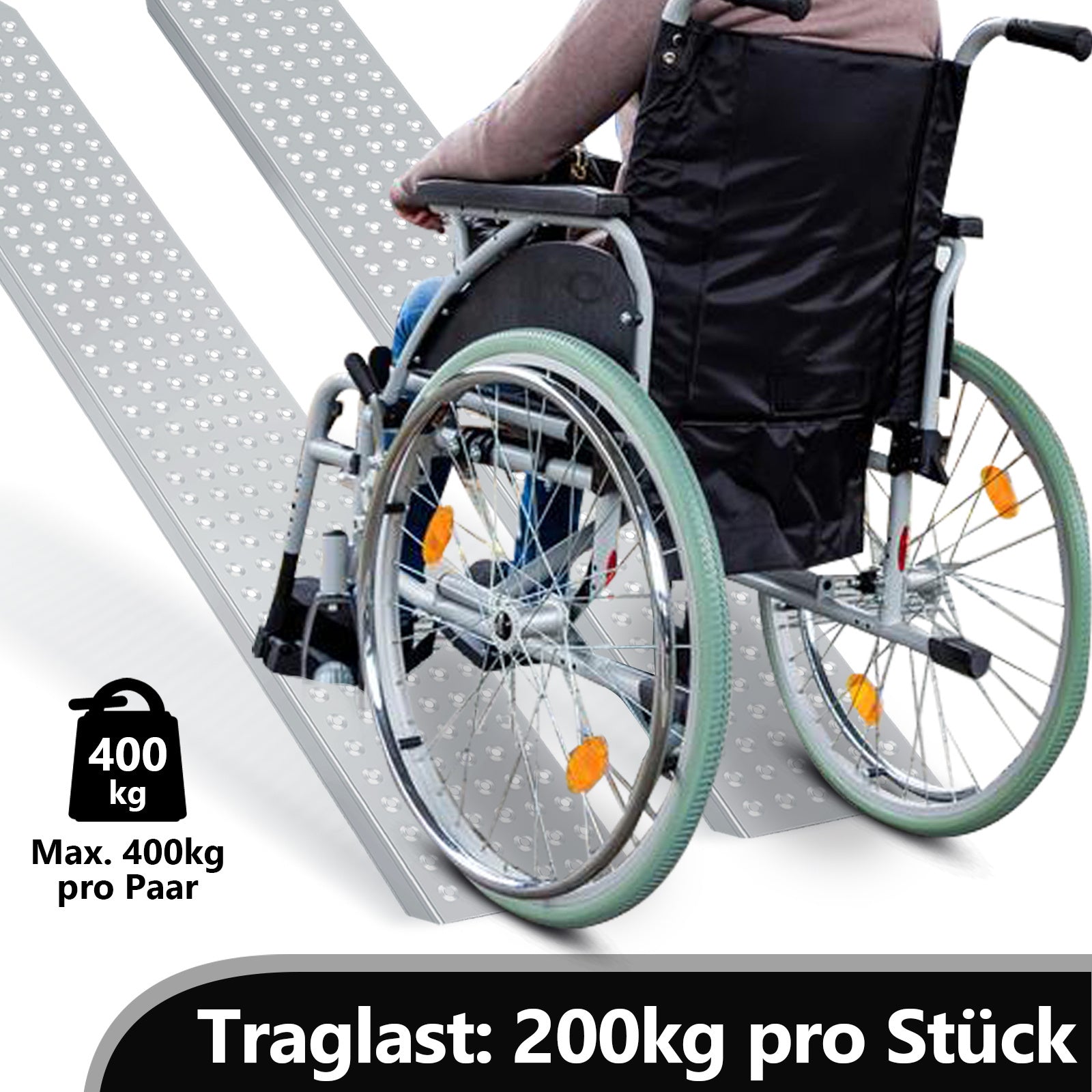 SWANEW 2X Auffahrrampe 160cm, Rutschfeste Verladeschiene Verladerampe 400kg, Auto Laderampe Verzinkter Stahl