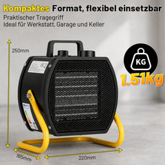 SWANEW 2000W / 3000W PTC Bauheizer mit Thermostat, Tragbarer Elektroheizer