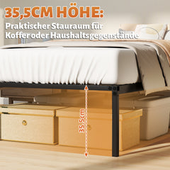 SWANEW Bettgestell Metallbett 90 x 200 cm, Geräuschfrei