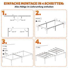 SWANEW Bettgestell Metallbett 90 x 200 cm, Geräuschfrei