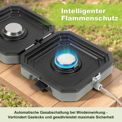 SWANEW Campingkocher 2-in-1-Gascampingherd, Faltbarer Gaskocher 2 Flammig