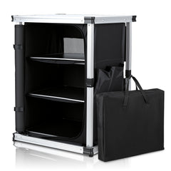 SWANEW Campingküche Campingschrank Klappbar, Mobiler Küchenschrank, mit 3 Fächern & Tasche