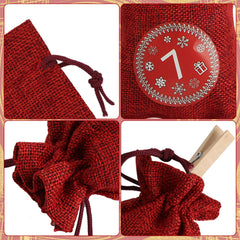 24PCS DIY Adventskalender zum Befüllen, Geschenktüten Säckchen Weihnachten