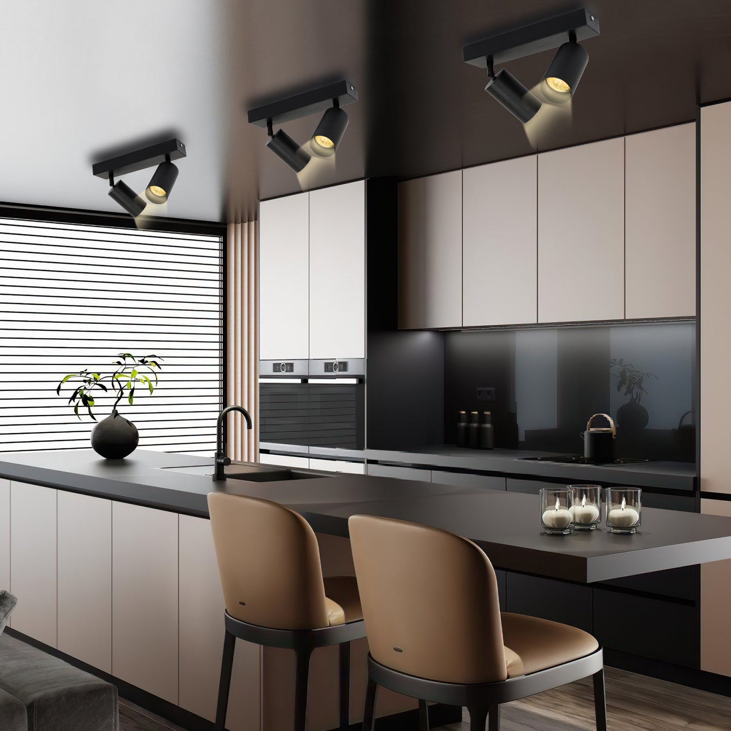 SWANEW Deckenstrahler GU10 4W, Drehbar 350° Deckenleuchte Strahler, Warmweiß 1/2/3-flammig Deckenspot, Wandstrahler, Deckenlampe