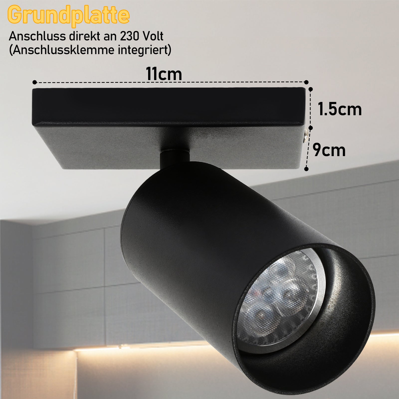 SWANEW Deckenstrahler GU10 4W, Drehbar 350° Deckenleuchte Strahler, Warmweiß 1/2/3-flammig Deckenspot, Wandstrahler, Deckenlampe