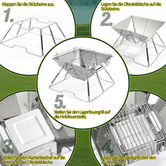 SWANEW Camping Grill Klappbar, Holzkohlegrill aus Edelstahl