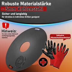 SWANEW Feuerplatte 80 cm aus Carbonstahl