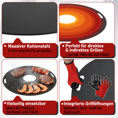 SWANEW Feuerplatte 80 cm aus Carbonstahl