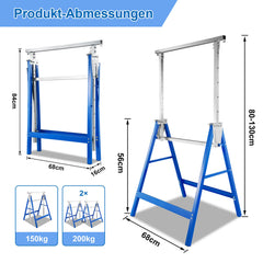 SWANEW Gerüstbock, Arbeitsbock Höhenverstellbar 7-stufig (80-130cm)