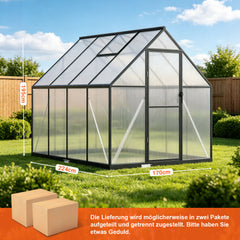 SWANEW Gewächshaus Aluminium, 4 mm Polycarbonat-Hohlkammerplatten, mit Fenster & Metall-Türgriff