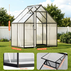 SWANEW Gewächshaus Aluminium, 4 mm Polycarbonat-Hohlkammerplatten, mit Fenster & Metall-Türgriff