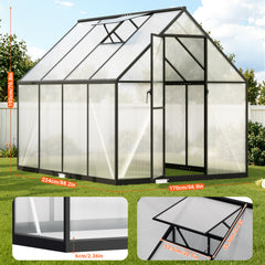 SWANEW Gewächshaus Aluminium, 4 mm Polycarbonat-Hohlkammerplatten, mit Fenster & Metall-Türgriff