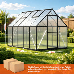 SWANEW Gewächshaus Aluminium, 4 mm Polycarbonat-Hohlkammerplatten, mit Fenster & Metall-Türgriff