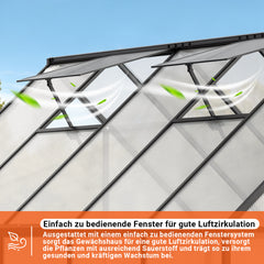 SWANEW Gewächshaus Aluminium, 4 mm Polycarbonat-Hohlkammerplatten, mit Fenster & Metall-Türgriff