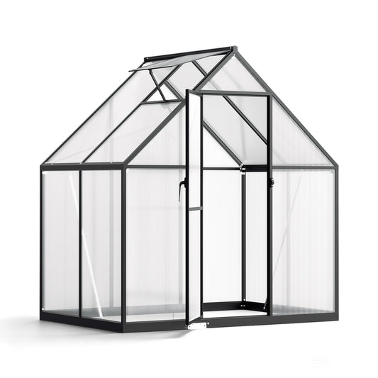 SWANEW Gewächshaus Aluminium, 4 mm Polycarbonat-Hohlkammerplatten, mit Fenster & Metall-Türgriff
