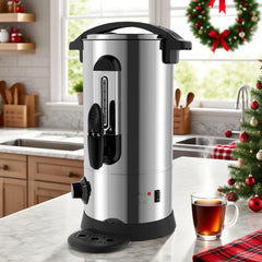 SWANEW Glühweinkocher 8L, Glühweinkessel aus Edelstahl, 1500W Heißgetränkeautomat, Heißgetränkespender, mit Füllstandanzeige