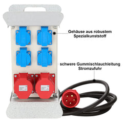 SWANEW Stromverteiler, Wandverteiler, 2x CEE 16A/400V+4x 230V Schuko IP44 5 polig, Baustromverteiler mit kabelsicherem Klappdeckel