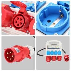 SWANEW Wandverteiler mit FI-Schutzschalter, Stromverteiler Baustromverteiler 2 x CEE 400V/16A+4 x 230V Schuko 5 Polig, IP44, mit Leitung Für Baustelle