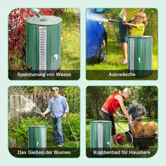 SWANEW Faltbare Regentonne, 380L Regenwassertank Mit Wasserhahn und Ablassventil, Tragbarer Wasserspeicher Regenfass, PVC Wassertank (Mit Skala)