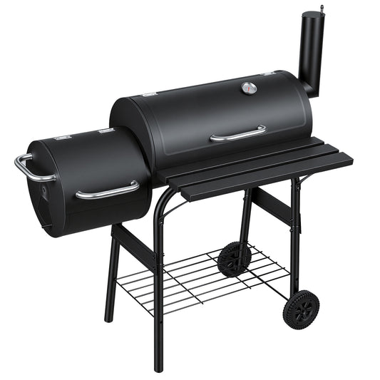 SWANEW Holzkohle Smoker Grill, BBQ Grillwagen mit 2 Kammern