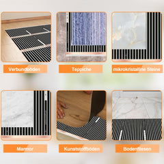 SWANEW Infrarot Heizfolie 220W/m², 1,0 m² Elektrische Fußbodenheizung, 50x200cm Heizboden