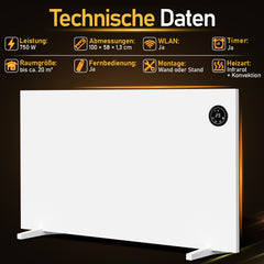 SWANEW Infrarotheizung 400/750/1000W, mit Thermostat und Fernbedienung