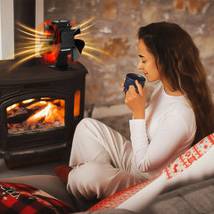 SWANEW Kaminventilator, 6-Blättern Doppelseitiger, Ofenventilator ohne Strom, Kamin Ventilator