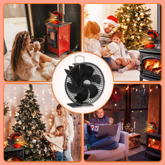 SWANEW Kaminventilator 6 Blätter mit Schutzhülle, Ofenventilator mit Thermometer, Wärmebetriebener Kamin Ventilator