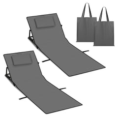 SWANEW Strandmatte mit Rückenlehne 145 cm, Strandliege Faltbare mit Einstellbar 5-stufige Höhe