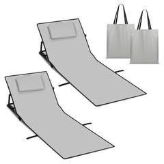 SWANEW Strandmatte mit Rückenlehne 145 cm, Strandliege Faltbare mit Einstellbar 5-stufige Höhe