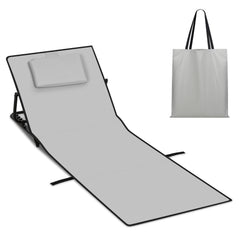 SWANEW Strandmatte mit Rückenlehne 145 cm, Strandliege Faltbare mit Einstellbar 5-stufige Höhe