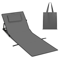 SWANEW Strandmatte mit Rückenlehne 145 cm, Strandliege Faltbare mit Einstellbar 5-stufige Höhe