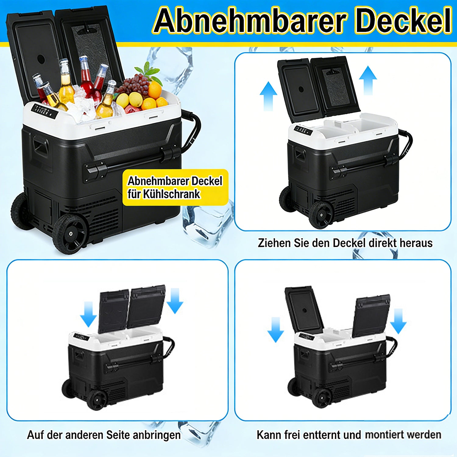 SWANEW Kompressor Kühlbox elektrisch, Doppeltür Doppelzone Auto Kühlschrank, mit Bluetooth-Steuerung