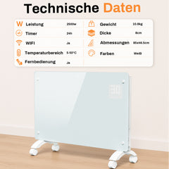 SWANEW Infrarotheizung 2000W / 2500W, Konvektor Heizung mit 24-h-Timer