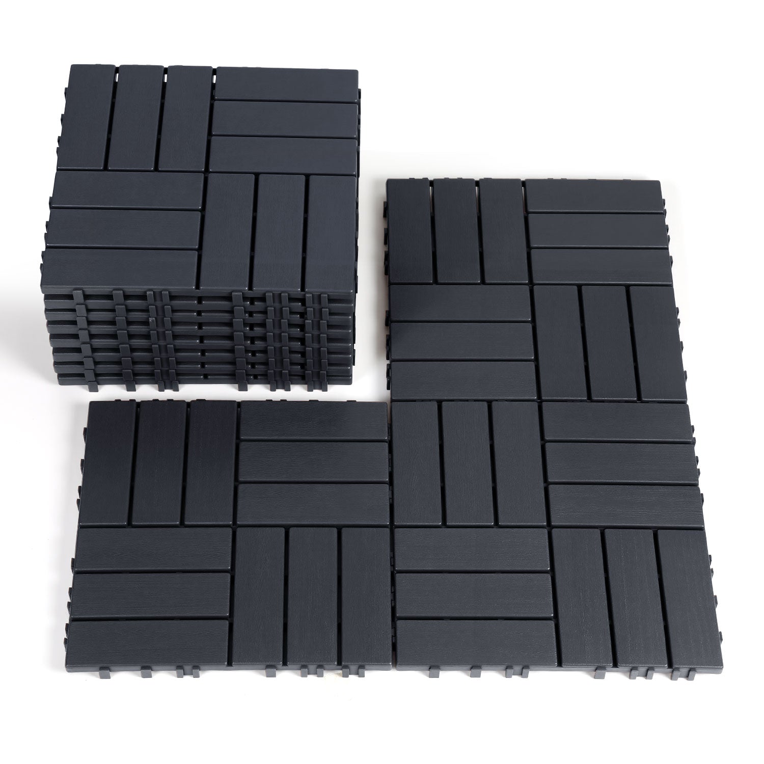 SWANEW Terrassenfliesen 30x30x2cm, PP Balkonfliesen, mit Drainage-Klicksystem