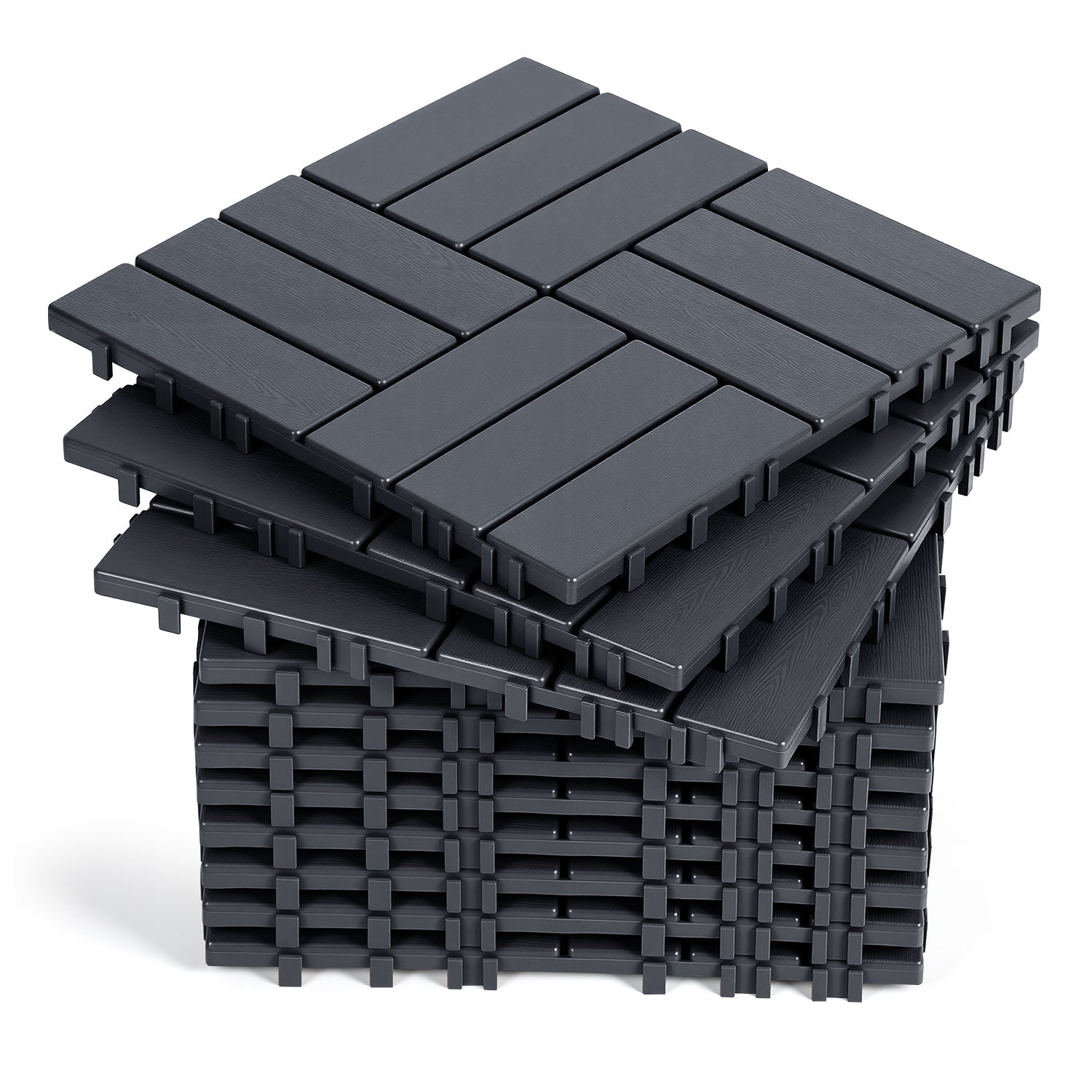 SWANEW Terrassenfliesen 30x30x2cm, PP Balkonfliesen, mit Drainage-Klicksystem
