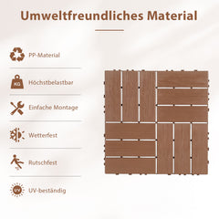 SWANEW Terrassenfliesen 30x30x2cm, PP Balkonfliesen, mit Drainage-Klicksystem