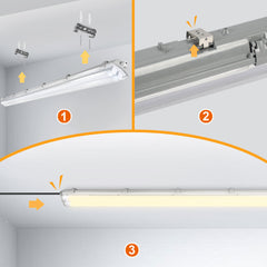SWANEW LED Feuchtraumleuchte 18W/24W, 120cm/150cm Wannenleuchte, Kaltweiß/Neutralweiß, Doppelt T8 LED Werkstattlampe, Röhrenlampe IP65 Wasserfest
