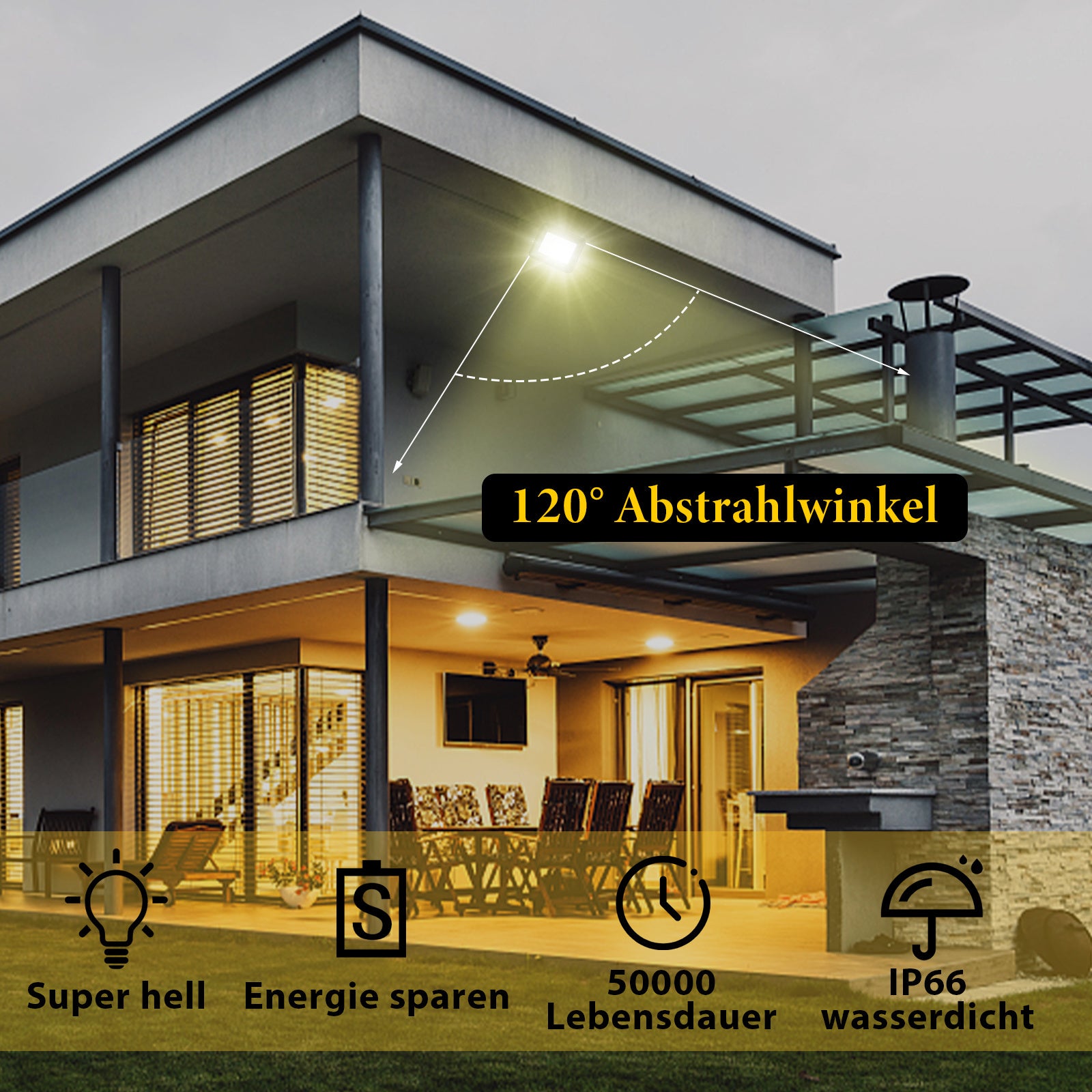 SWANEW LED Strahler Außen, LED Fluter 10W-100W, LED Scheinwerfer Kaltweiß/Warmweiß, Aussenstrahler IP66 Wasserdicht (Kein Stecker)