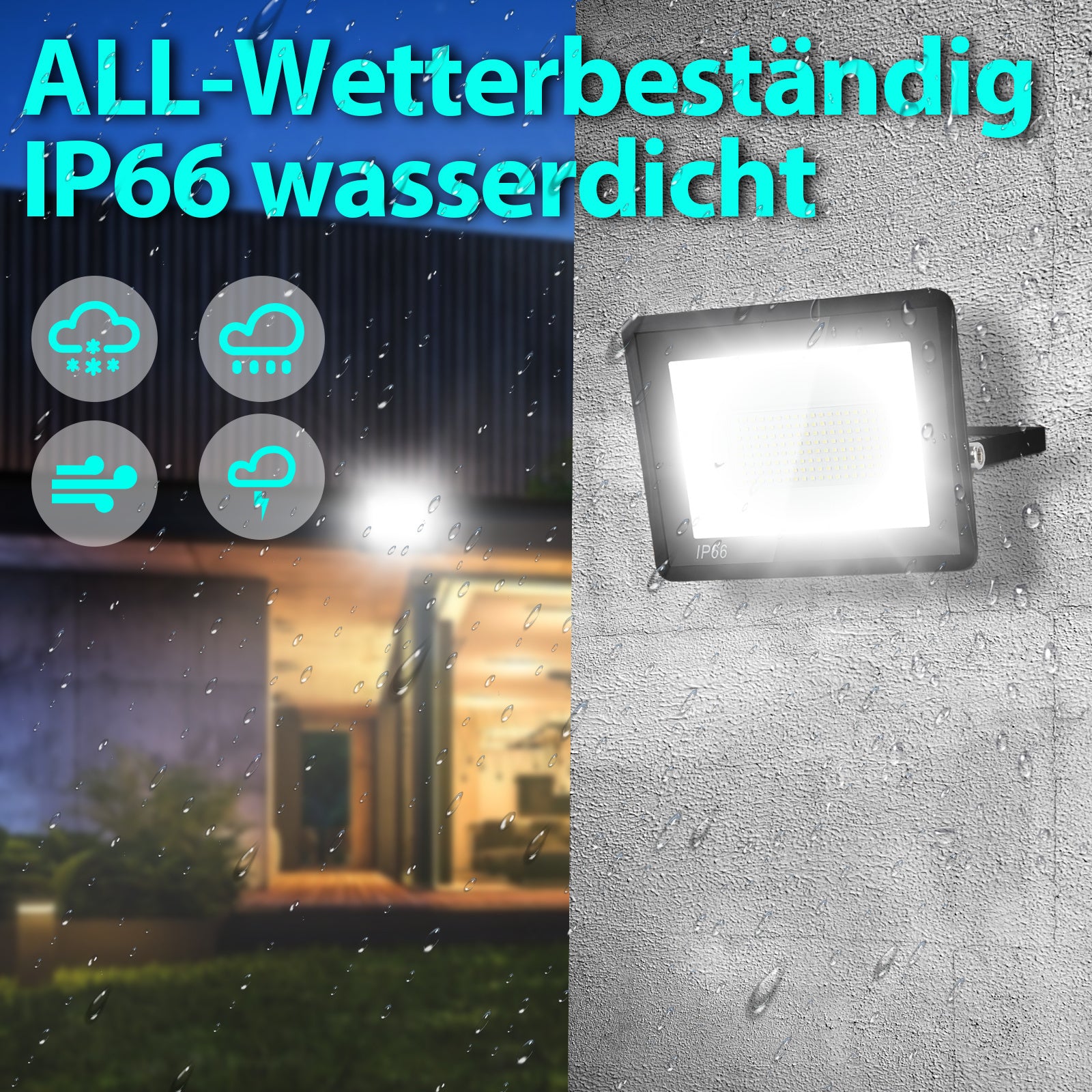 SWANEW LED Strahler Außen, LED Fluter 10W-100W, LED Scheinwerfer Kaltweiß/Warmweiß, Aussenstrahler IP66 Wasserdicht (Kein Stecker)